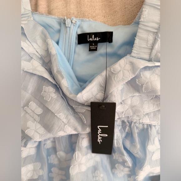 Lulus Radiantly Cute Light Blue Burnout Floral Pleated
Mini Dress size L - Picture 5 of 8